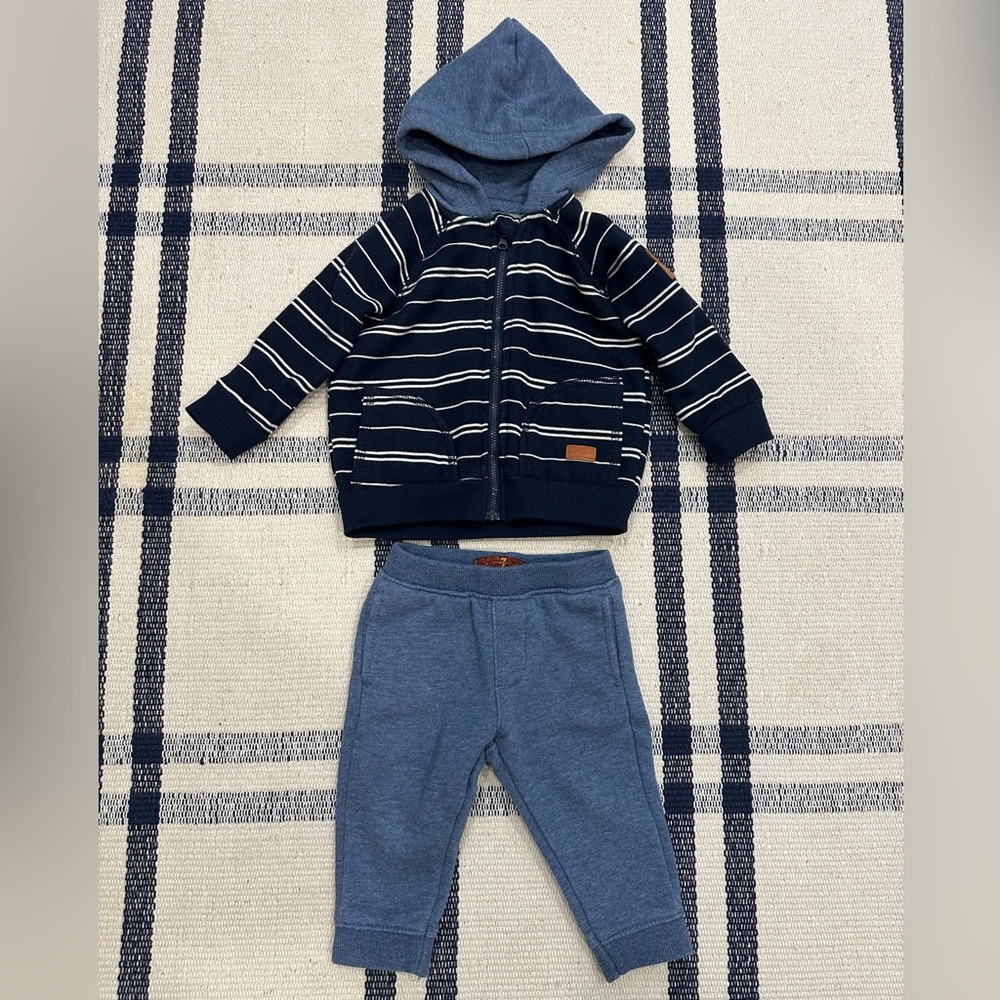 7 For All Mankind Navy & Blue Toddler/Baby Jogger Sweatshirt Sweatpants Set 12m